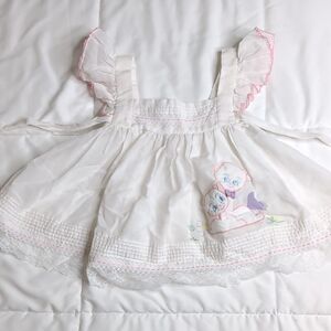 Vintage Fresita 9-12 Months White Embroidered Little Lamb Apron